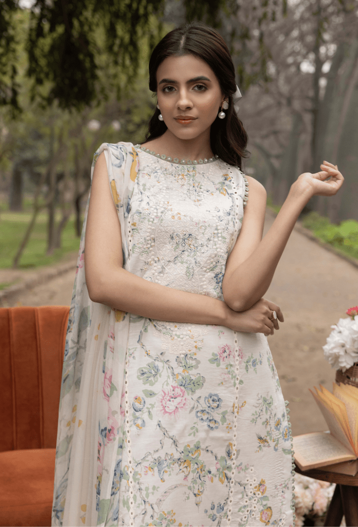 Humdum | Eden Garden 25 | Eden Garden - D02-Brand:Humdum-Type:Ladies Clothes-Ivory-Lawn-House of Maryam- Buy in UK, USA