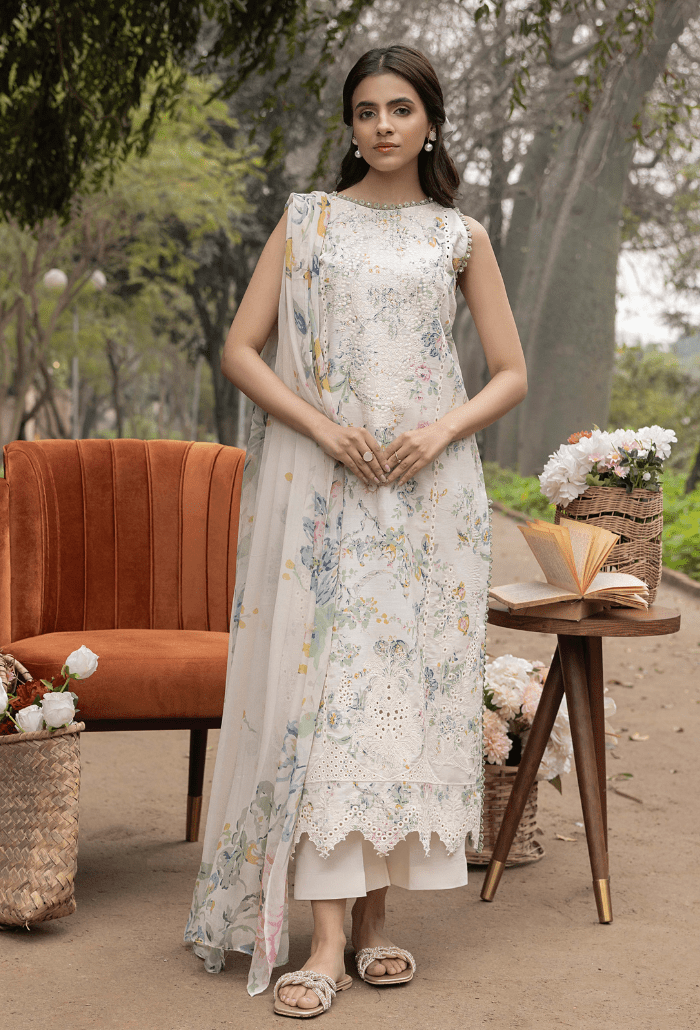 Humdum | Eden Garden 25 | Eden Garden - D02-Brand:Humdum-Type:Ladies Clothes-Ivory-Lawn-House of Maryam- Buy in UK, USA