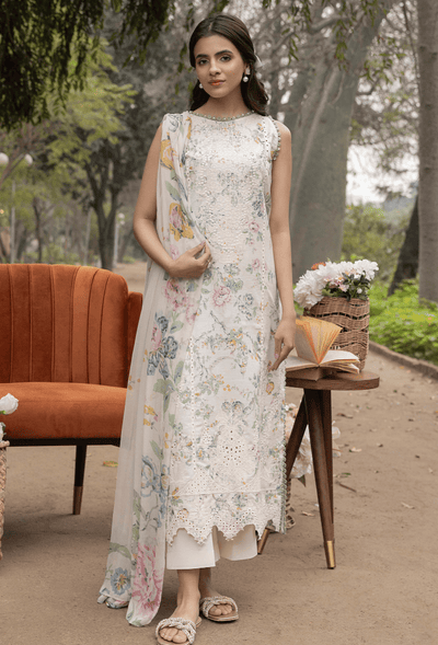 Humdum | Eden Garden 25 | Eden Garden - D02-Brand:Humdum-Type:Ladies Clothes-Ivory-Lawn-House of Maryam- Buy in UK, USA