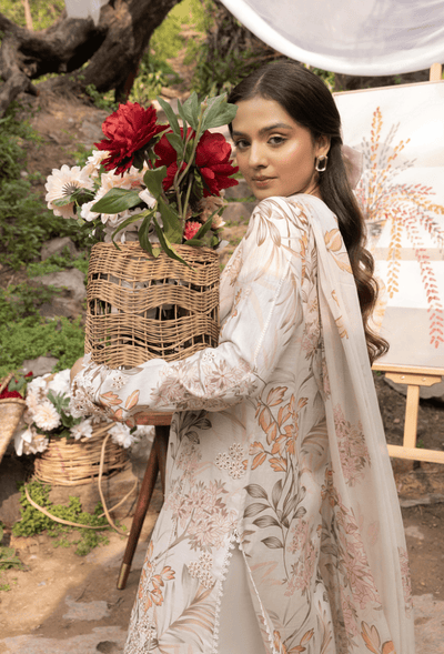 Humdum | Eden Garden 25 | Eden Garden - D06-Brand:Humdum-Type:Ladies Clothes-Ivory-Lawn-House of Maryam- Buy in UK, USA