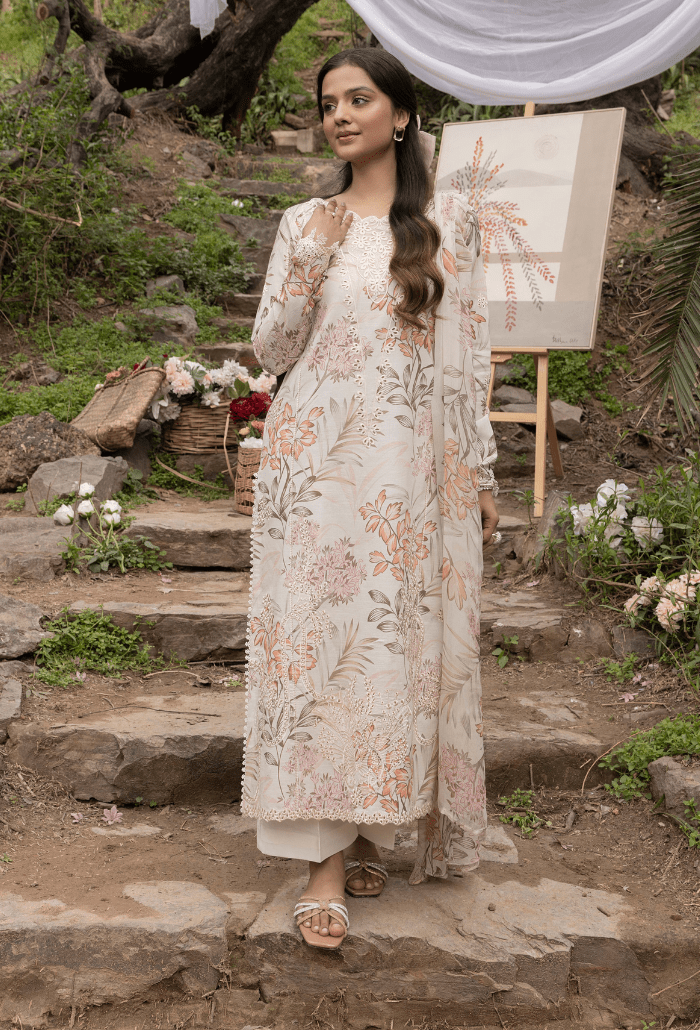 Humdum | Eden Garden 25 | Eden Garden - D06-Brand:Humdum-Type:Ladies Clothes-Ivory-Lawn-House of Maryam- Buy in UK, USA