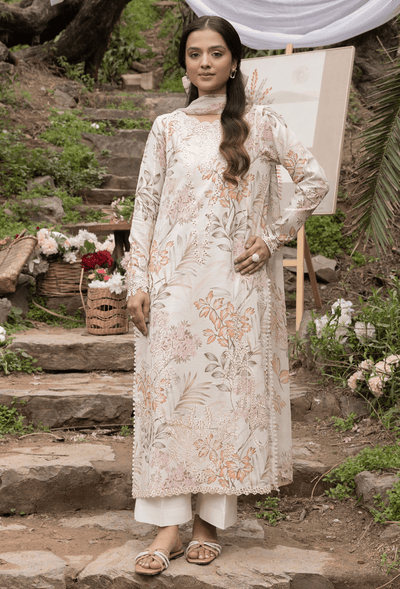 Humdum | Eden Garden 25 | Eden Garden - D06-Brand:Humdum-Type:Ladies Clothes-Ivory-Lawn-House of Maryam- Buy in UK, USA