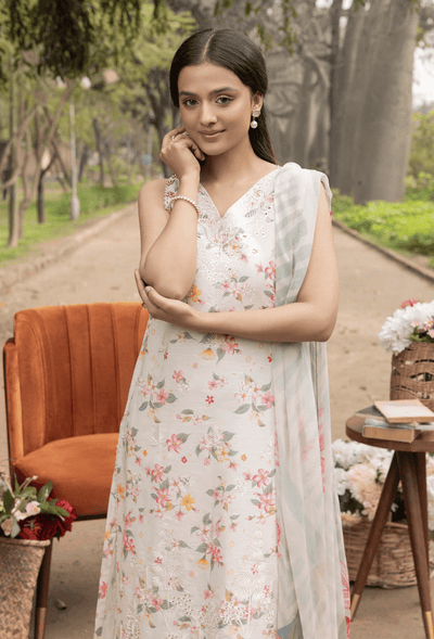 Humdum | Eden Garden 25 | Eden Garden - D08-Brand:Humdum-Type:Ladies Clothes-Ivory-Lawn-House of Maryam- Buy in UK, USA