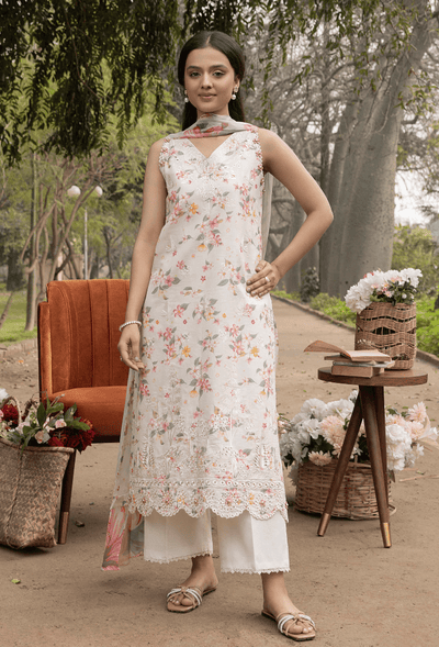 Humdum | Eden Garden 25 | Eden Garden - D08-Brand:Humdum-Type:Ladies Clothes-Ivory-Lawn-House of Maryam- Buy in UK, USA