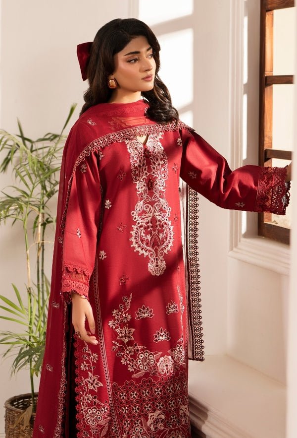 Humdum | Meraki Lawn | Meraki - D01-Brand:Humdum-Type:Ladies Clothes-Maroon-Lawn-House of Maryam- Buy in UK, USA