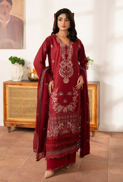 Humdum | Meraki Lawn | Meraki - D01-Brand:Humdum-Type:Ladies Clothes-Maroon-Lawn-House of Maryam- Buy in UK, USA