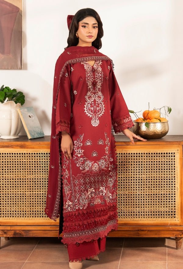 Humdum | Meraki Lawn | Meraki - D01-Brand:Humdum-Type:Ladies Clothes-Maroon-Lawn-House of Maryam- Buy in UK, USA