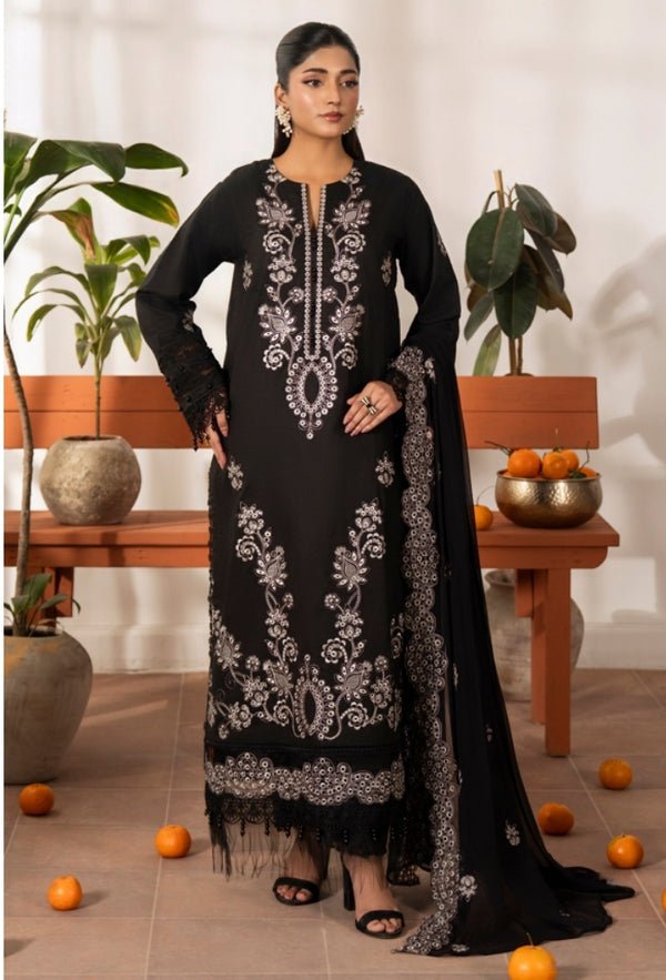 Humdum | Meraki Lawn | Meraki - D03-Brand:Humdum-Type:Ladies Clothes-Black-Lawn-House of Maryam- Buy in UK, USA