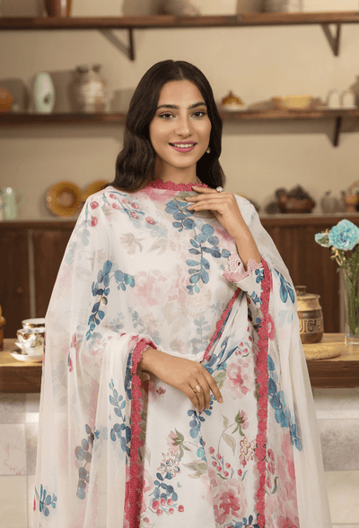 Humdum | Senora Lawn 25 | Senora - D01-Brand:Humdum-Type:Ladies Clothes-White-Lawn-House of Maryam- Buy in UK, USA