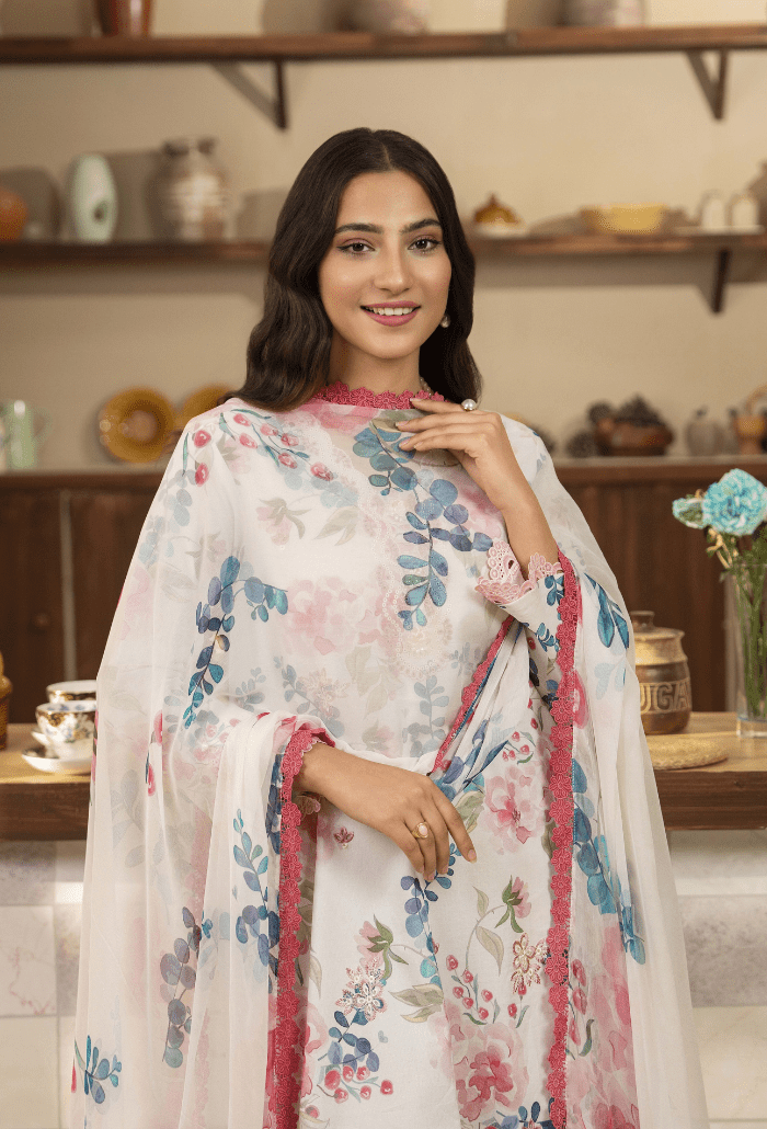 Humdum | Senora Lawn 25 | Senora - D01-Brand:Humdum-Type:Ladies Clothes-White-Lawn-House of Maryam- Buy in UK, USA