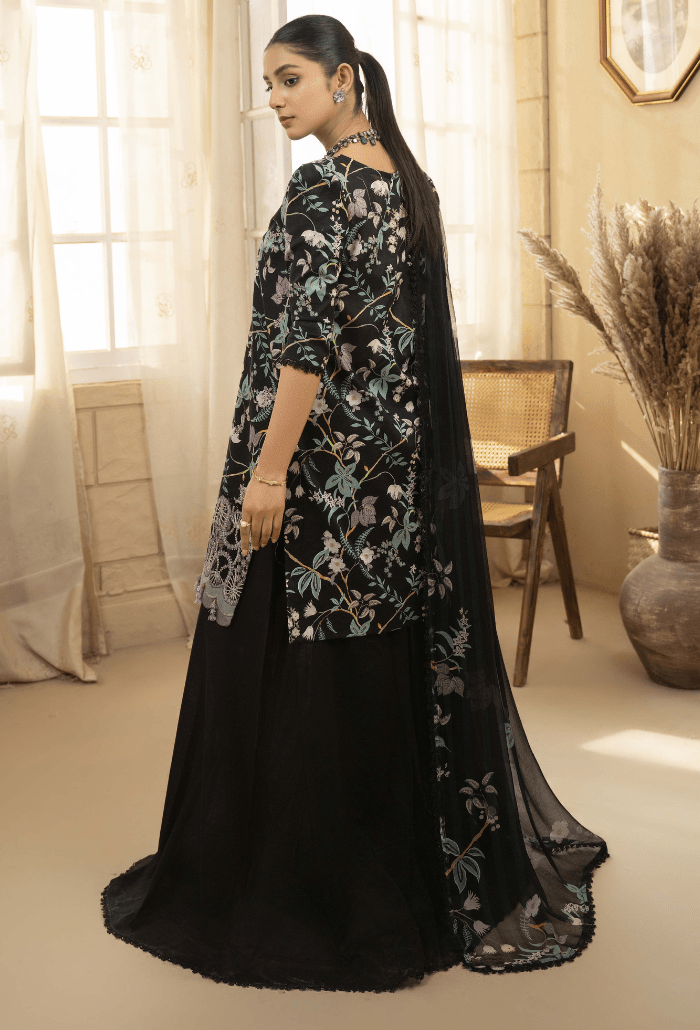 Humdum | Senora Lawn 25 | Senora - D02-Brand:Humdum-Type:Ladies Clothes-Black-Lawn-House of Maryam- Buy in UK, USA