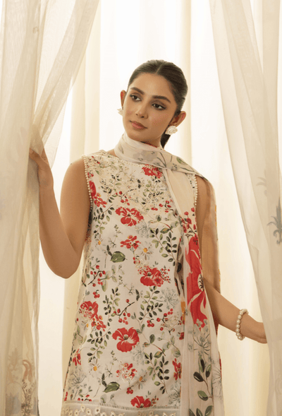 Humdum | Senora Lawn 25 | Senora - D05-Brand:Humdum-Type:Ladies Clothes-Off White-Lawn-House of Maryam- Buy in UK, USA