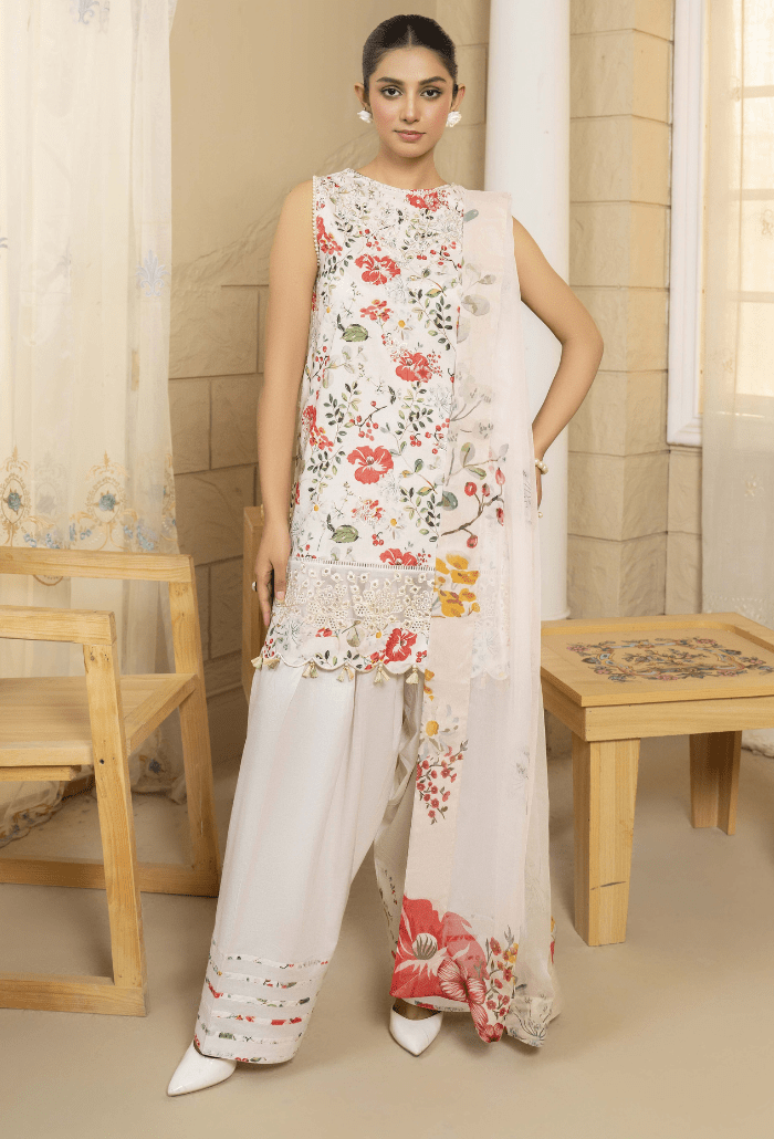Humdum | Senora Lawn 25 | Senora - D05-Brand:Humdum-Type:Ladies Clothes-Off White-Lawn-House of Maryam- Buy in UK, USA