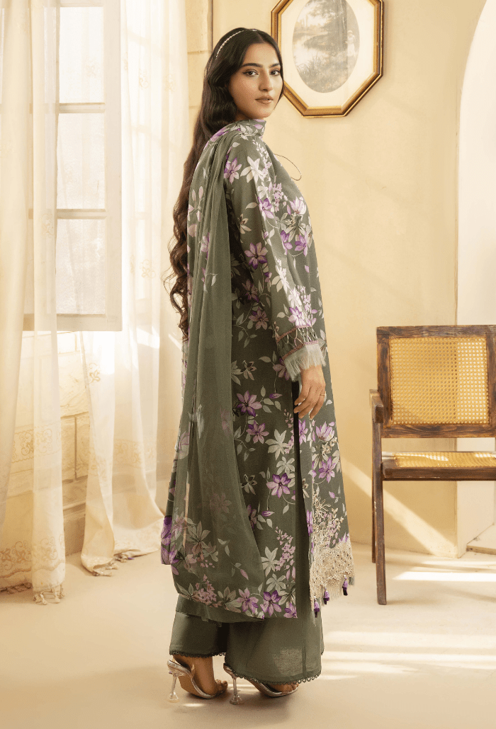 Humdum | Senora Lawn 25 | Senora - D06-Brand:Humdum-Type:Ladies Clothes-Olive Green-Lawn-House of Maryam- Buy in UK, USA