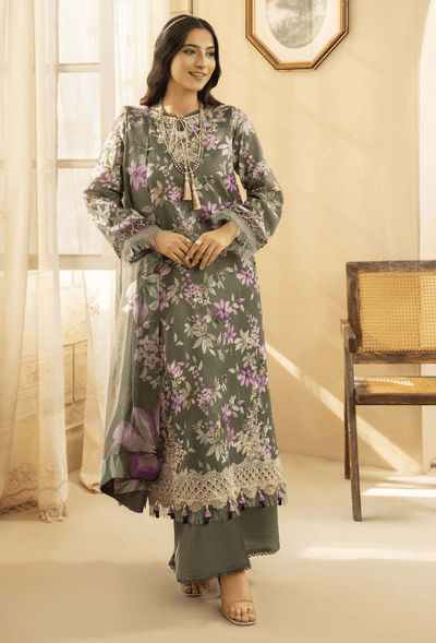 Humdum | Senora Lawn 25 | Senora - D06-Brand:Humdum-Type:Ladies Clothes-Olive Green-Lawn-House of Maryam- Buy in UK, USA