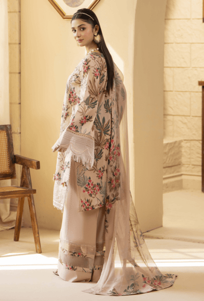 Humdum | Senora Lawn 25 | Senora - D07-Brand:Humdum-Type:Ladies Clothes-Taupe-Lawn-House of Maryam- Buy in UK, USA