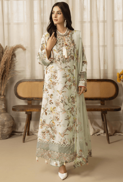 Humdum | Senora Lawn 25 | Senora - D09-Brand:Humdum-Type:Ladies Clothes-Misty gray-Lawn-House of Maryam- Buy in UK, USA