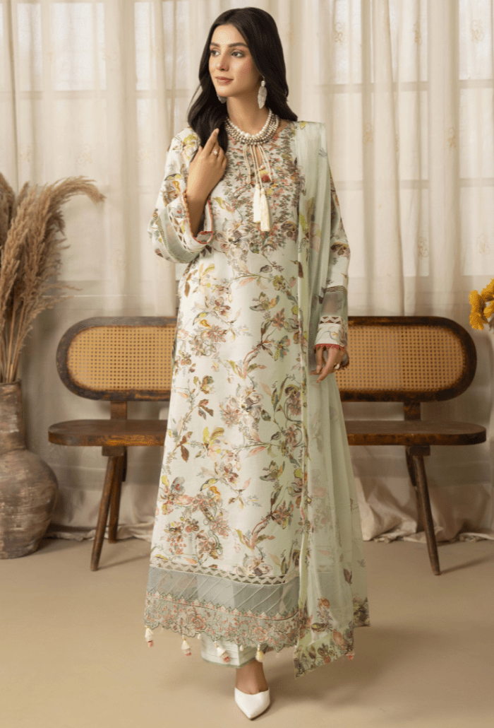 Humdum | Senora Lawn 25 | Senora - D09-Brand:Humdum-Type:Ladies Clothes-Misty gray-Lawn-House of Maryam- Buy in UK, USA