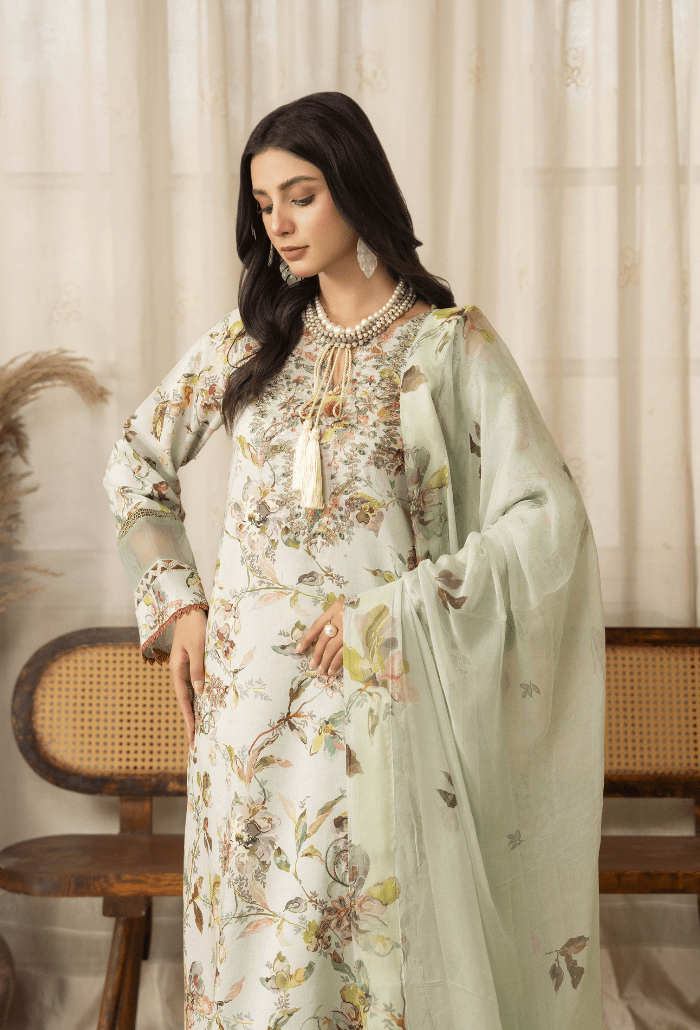 Humdum | Senora Lawn 25 | Senora - D09-Brand:Humdum-Type:Ladies Clothes-Misty gray-Lawn-House of Maryam- Buy in UK, USA