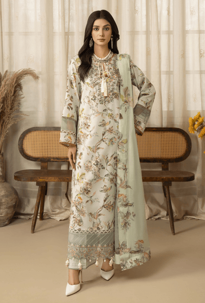 Humdum | Senora Lawn 25 | Senora - D09-Brand:Humdum-Type:Ladies Clothes-Misty gray-Lawn-House of Maryam- Buy in UK, USA