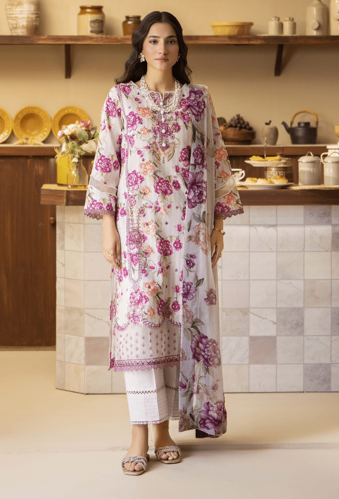 Humdum | Senora Lawn 25 | Senora - D10-Brand:Humdum-Type:Ladies Clothes-Off White-Lawn-House of Maryam- Buy in UK, USA