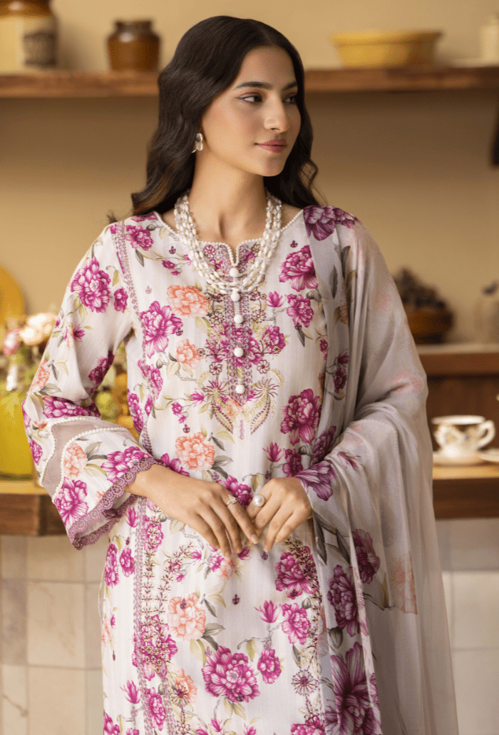 Humdum | Senora Lawn 25 | Senora - D10-Brand:Humdum-Type:Ladies Clothes-Off White-Lawn-House of Maryam- Buy in UK, USA