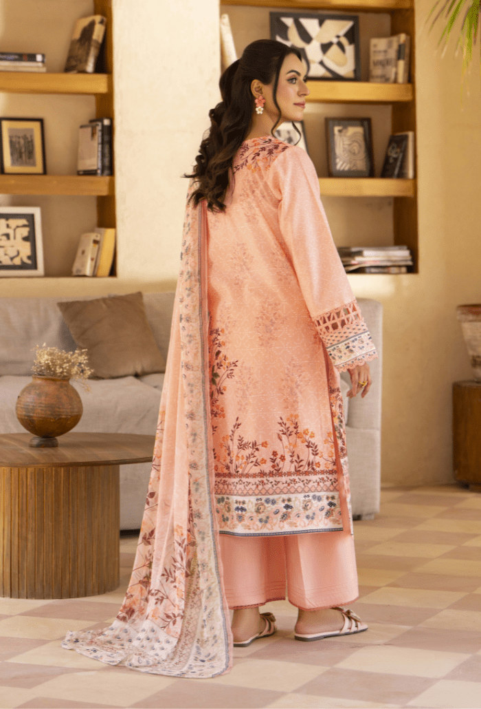 Humdum | Zarwisha 25 | Zarwisha-D01-Brand:Humdum-Type:Ladies Clothes-Peach-Lawn-House of Maryam- Buy in UK, USA