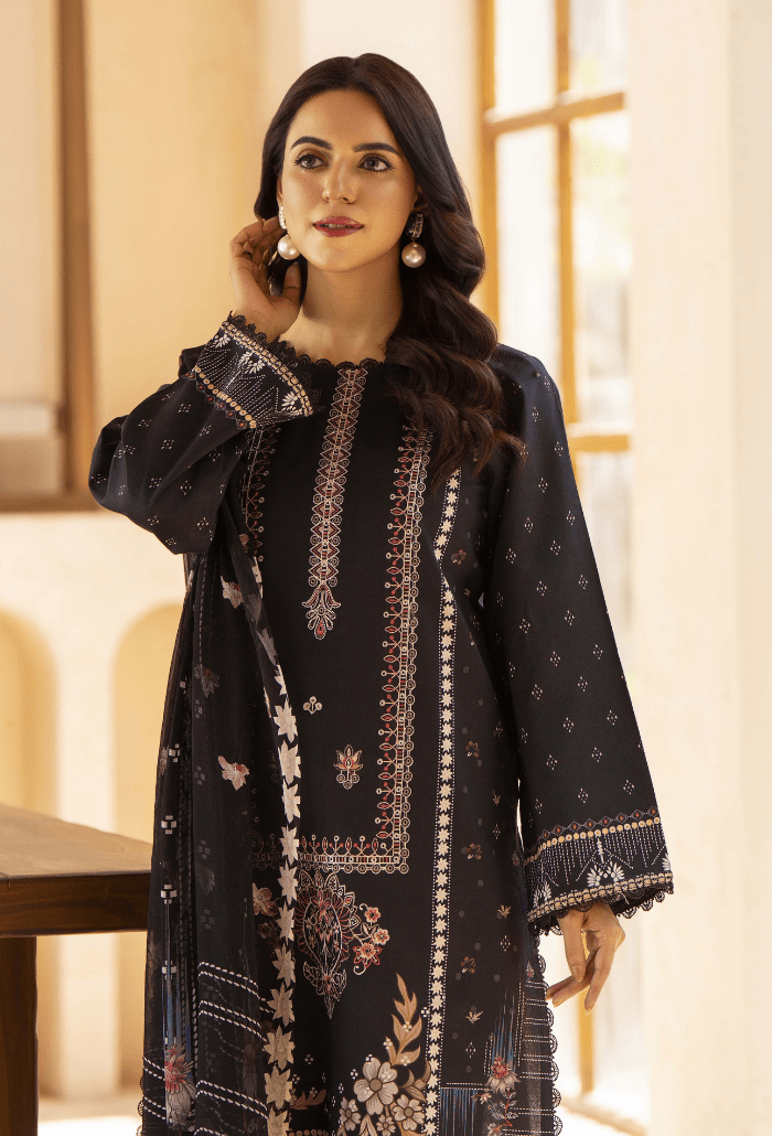 Humdum | Zarwisha 25 | Zarwisha-D02-Brand:Humdum-Type:Ladies Clothes-Black-Lawn-House of Maryam- Buy in UK, USA