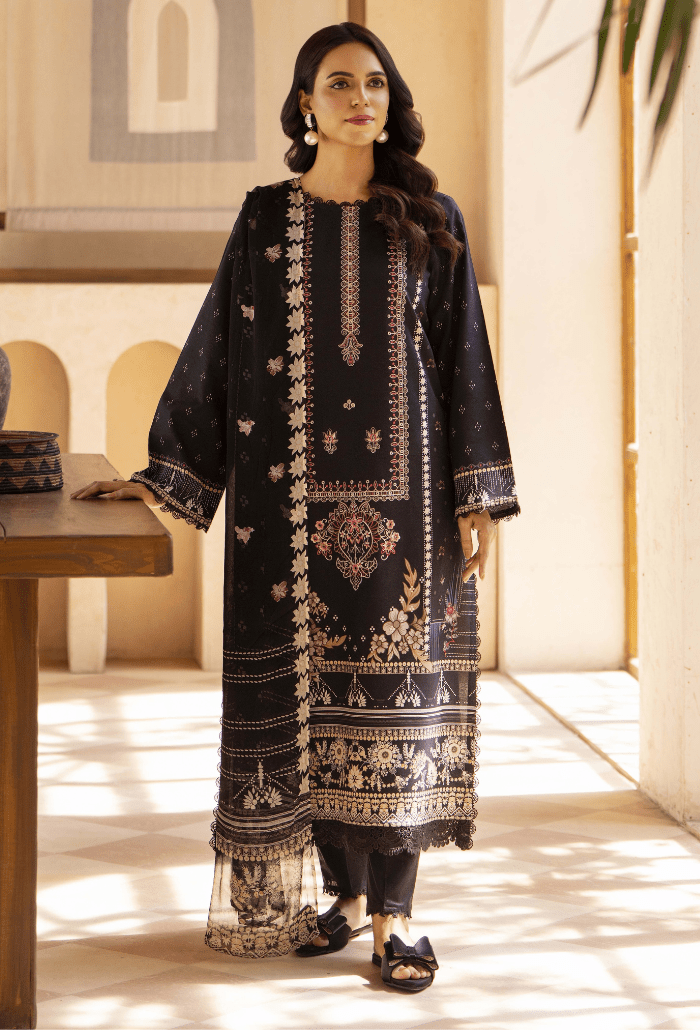 Humdum | Zarwisha 25 | Zarwisha-D02-Brand:Humdum-Type:Ladies Clothes-Black-Lawn-House of Maryam- Buy in UK, USA
