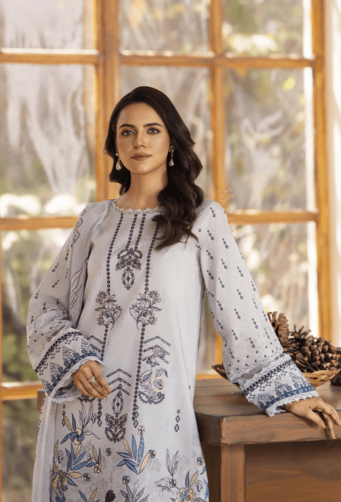Humdum | Zarwisha 25 | Zarwisha-D03-Brand:Humdum-Type:Ladies Clothes-Gray-Lawn-House of Maryam- Buy in UK, USA