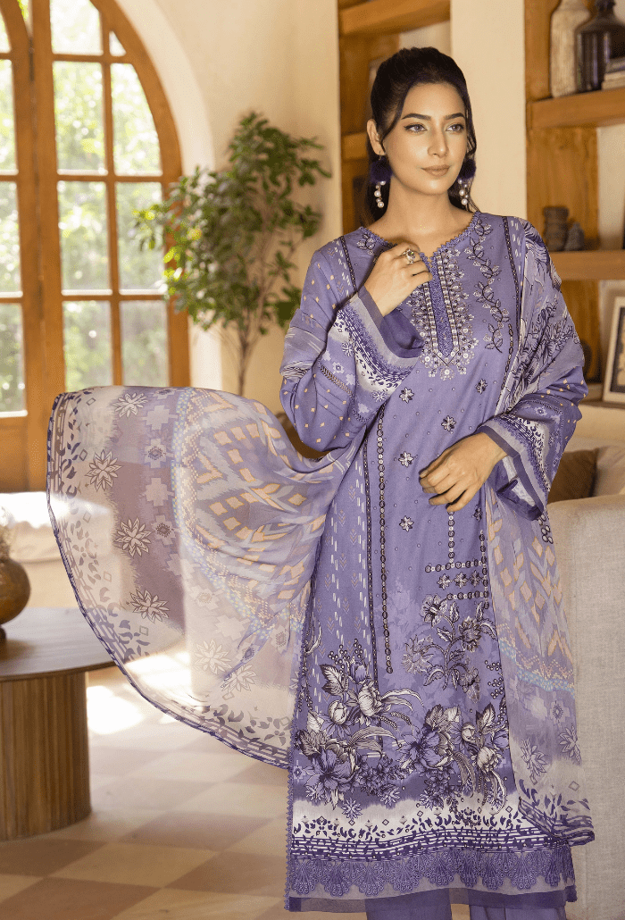 Humdum | Zarwisha 25 | Zarwisha-D06-Brand:Humdum-Type:Ladies Clothes-Lavender-Lawn-House of Maryam- Buy in UK, USA