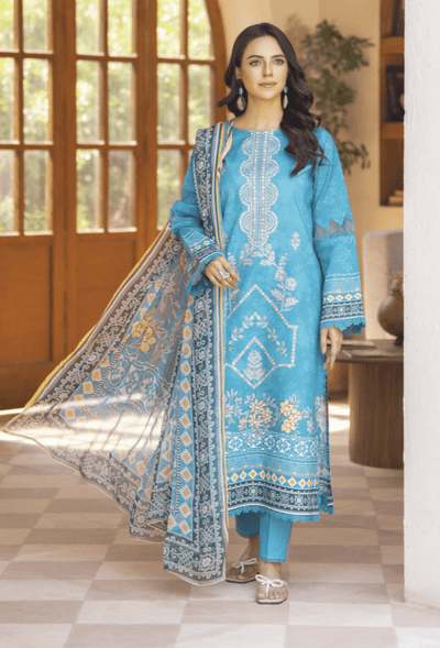 Humdum | Zarwisha 25 | Zarwisha-D07-Brand:Humdum-Type:Ladies Clothes-Light Blue-Lawn-House of Maryam- Buy in UK, USA