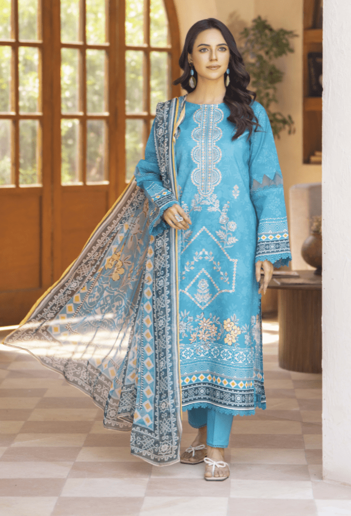 Humdum | Zarwisha 25 | Zarwisha-D07-Brand:Humdum-Type:Ladies Clothes-Light Blue-Lawn-House of Maryam- Buy in UK, USA