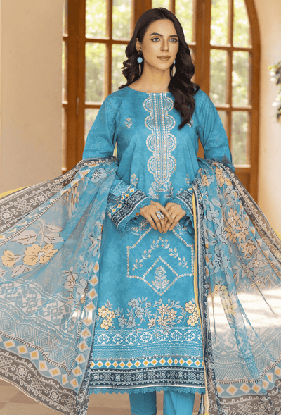 Humdum | Zarwisha 25 | Zarwisha-D07-Brand:Humdum-Type:Ladies Clothes-Light Blue-Lawn-House of Maryam- Buy in UK, USA