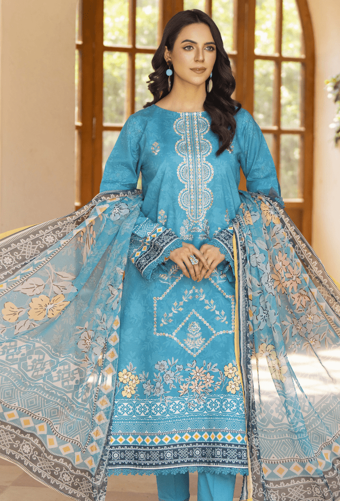 Humdum | Zarwisha 25 | Zarwisha-D07-Brand:Humdum-Type:Ladies Clothes-Light Blue-Lawn-House of Maryam- Buy in UK, USA