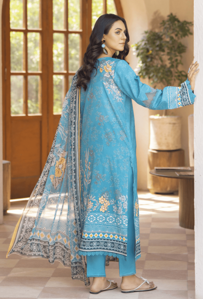 Humdum | Zarwisha 25 | Zarwisha-D07-Brand:Humdum-Type:Ladies Clothes-Light Blue-Lawn-House of Maryam- Buy in UK, USA