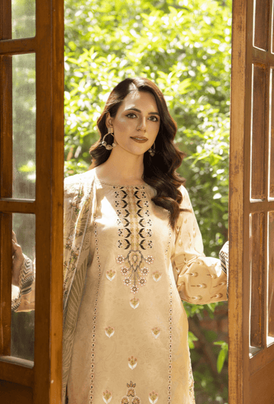 Humdum | Zarwisha 25 | Zarwisha-D10-Brand:Humdum-Type:Ladies Clothes-Pale Yellow-Lawn-House of Maryam- Buy in UK, USA
