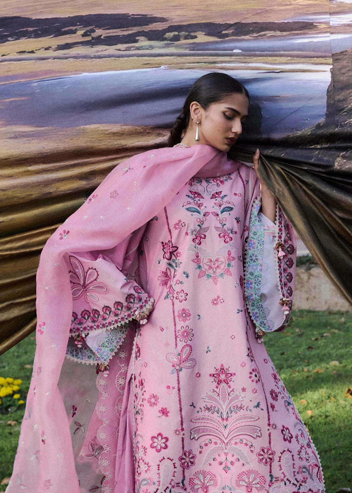 Hussain Rehar | Zan SS26 | Elfa-Brand:Hussain Rehar-Type:Ladies Clothes-Lilac-Lawn-House of Maryam- Buy in UK, USA