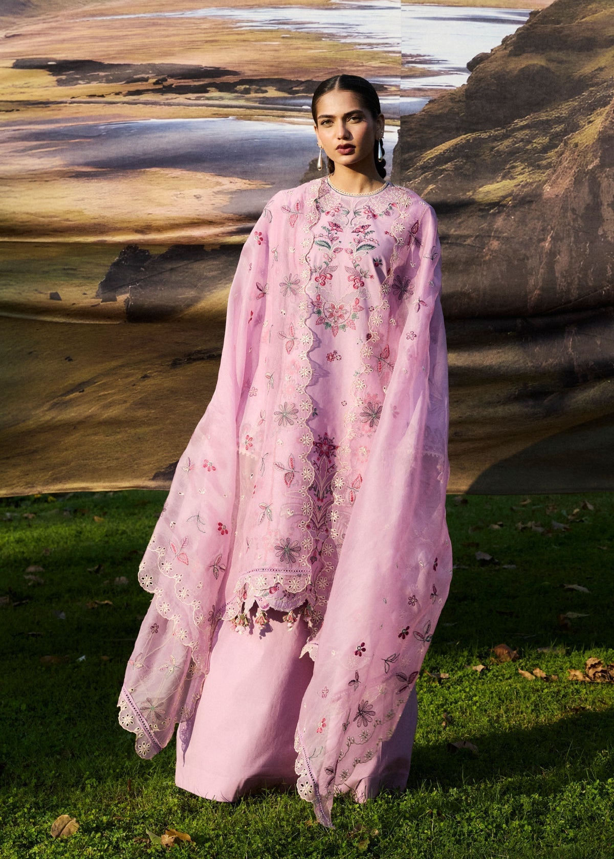Hussain Rehar | Zan SS26 | Elfa-Brand:Hussain Rehar-Type:Ladies Clothes-Lilac-Lawn-House of Maryam- Buy in UK, USA
