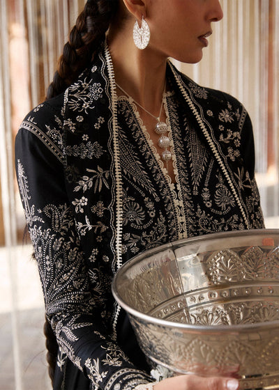 Hussain Rehar | Zan SS26 | Meshki-Brand:Hussain Rehar-Type:Ladies Clothes-Black-Lawn-House of Maryam- Buy in UK, USA
