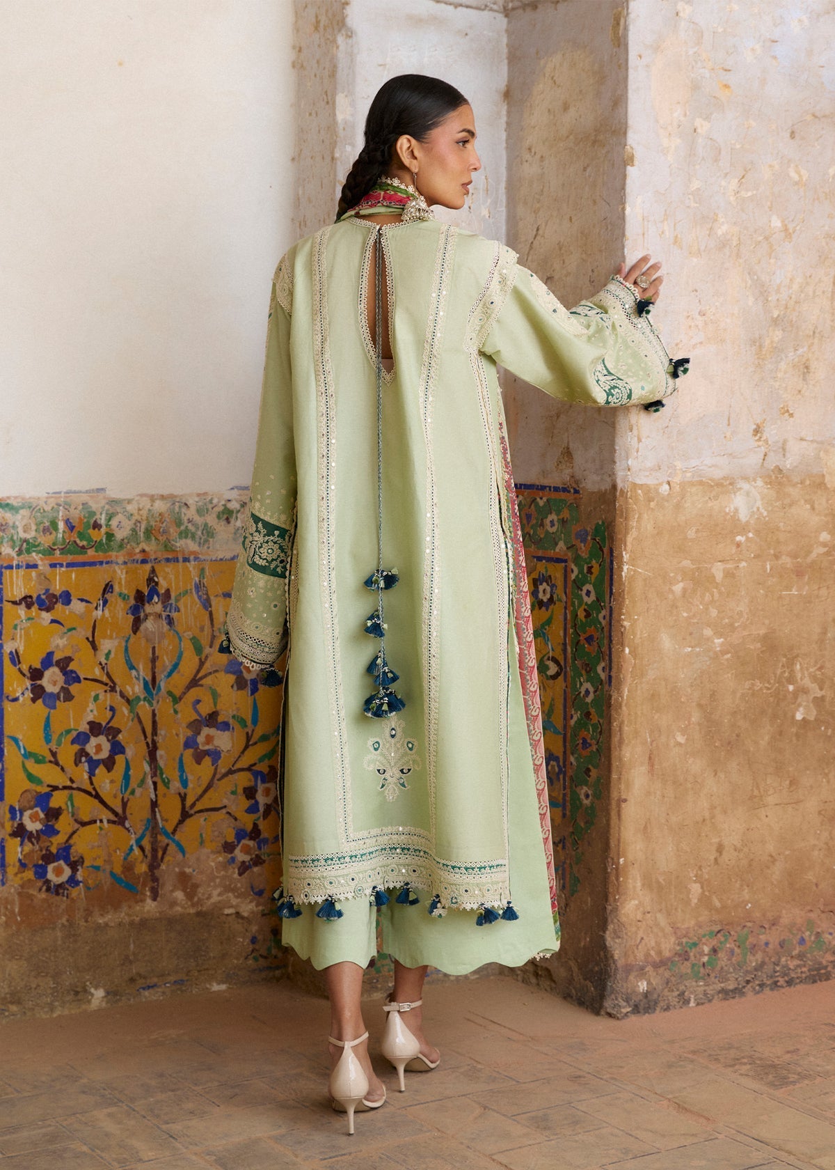 Hussain Rehar | Zan SS26 | Nane-Brand:House of Maryam-Type:-Pastel Mint-Lawn-House of Maryam- Buy in UK, USA