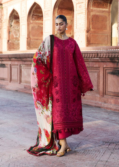 Hussain Rehar | Zan SS26 | Qermez-Brand:Hussain Rehar-Type:Ladies Clothes-Purplish Red-Lawn-House of Maryam- Buy in UK, USA