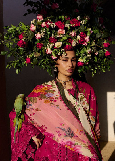Hussain Rehar | Zan SS26 | Qermez-Brand:Hussain Rehar-Type:Ladies Clothes-Purplish Red-Lawn-House of Maryam- Buy in UK, USA