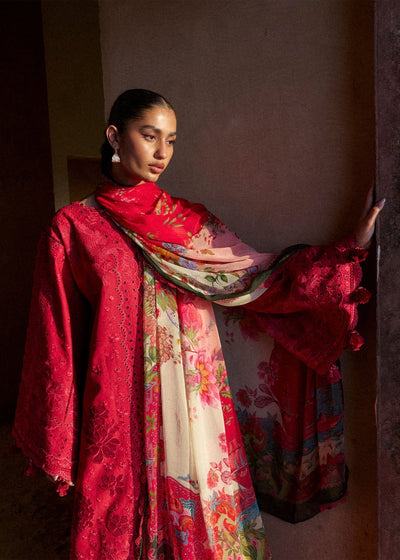 Hussain Rehar | Zan SS26 | Qermez-Brand:Hussain Rehar-Type:Ladies Clothes-Purplish Red-Lawn-House of Maryam- Buy in UK, USA