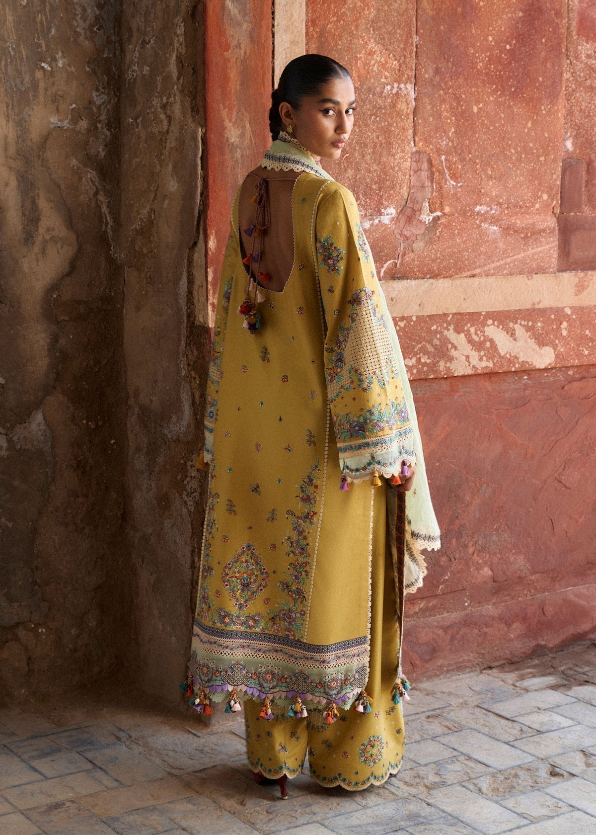 Hussain Rehar | Zan SS26 |Sari-Brand:Hussain Rehar-Type:Ladies Clothes-Mist Yellow-Lawn-House of Maryam- Buy in UK, USA