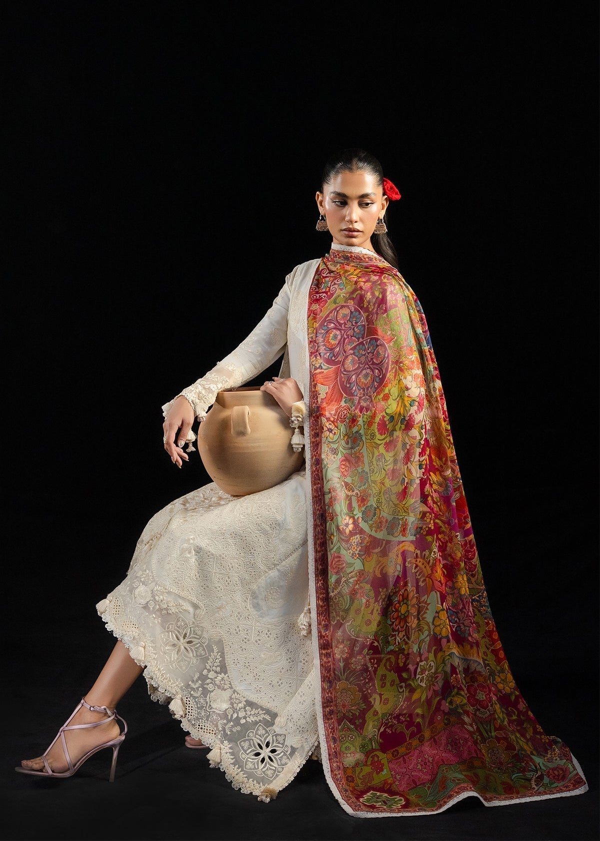 Hussain Rehar | Zan SS26 | Sefi-Brand:Hussain Rehar-Type:Ladies Clothes-Ivory-Lawn-House of Maryam- Buy in UK, USA
