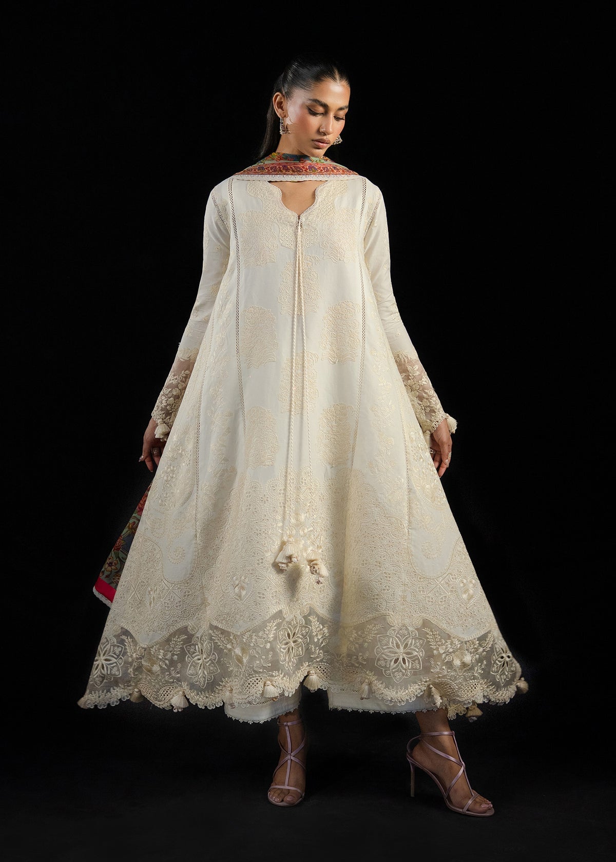 Hussain Rehar | Zan SS26 | Sefi-Brand:Hussain Rehar-Type:Ladies Clothes-Ivory-Lawn-House of Maryam- Buy in UK, USA