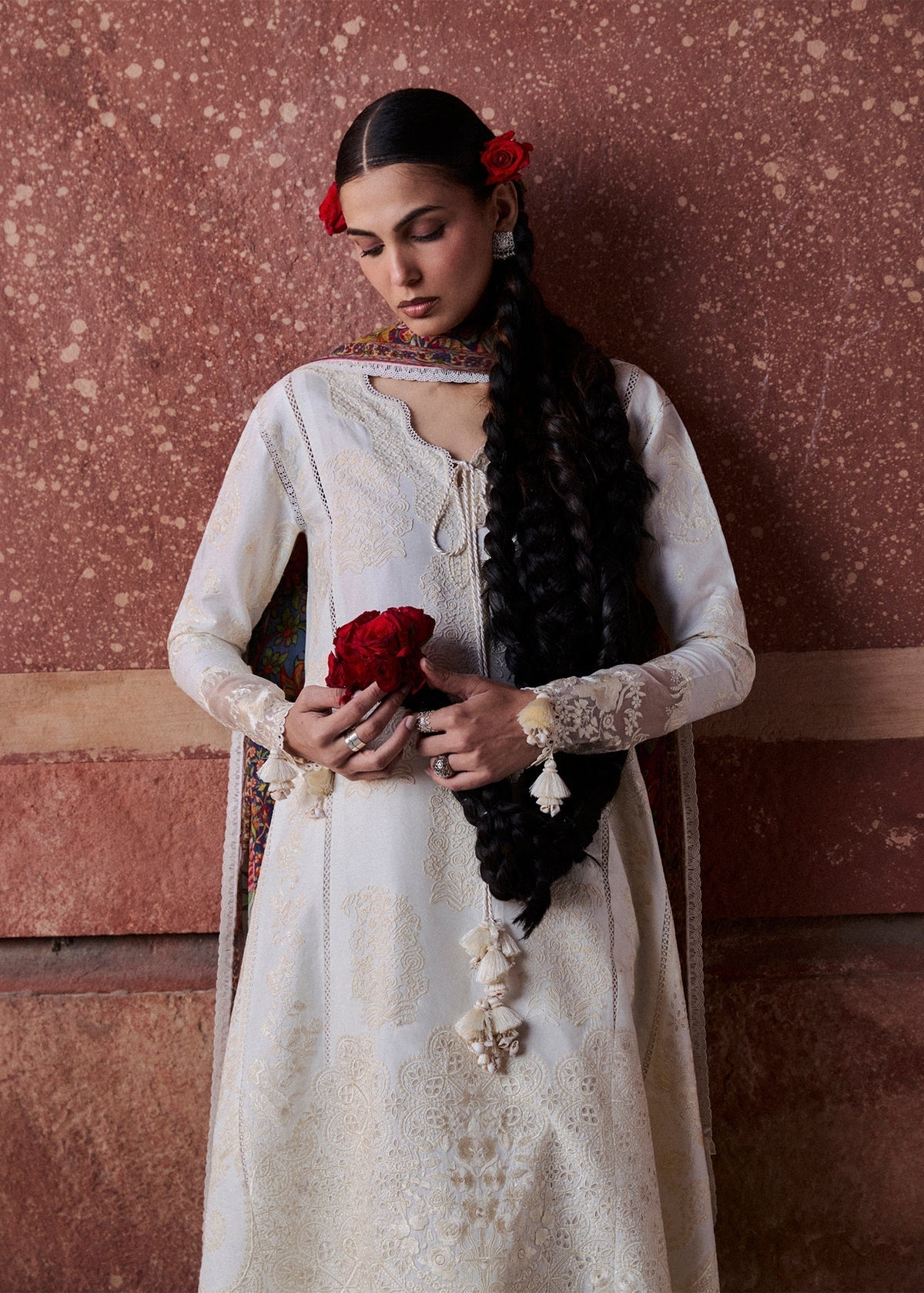 Hussain Rehar | Zan SS26 | Sefi-Brand:Hussain Rehar-Type:Ladies Clothes-Ivory-Lawn-House of Maryam- Buy in UK, USA
