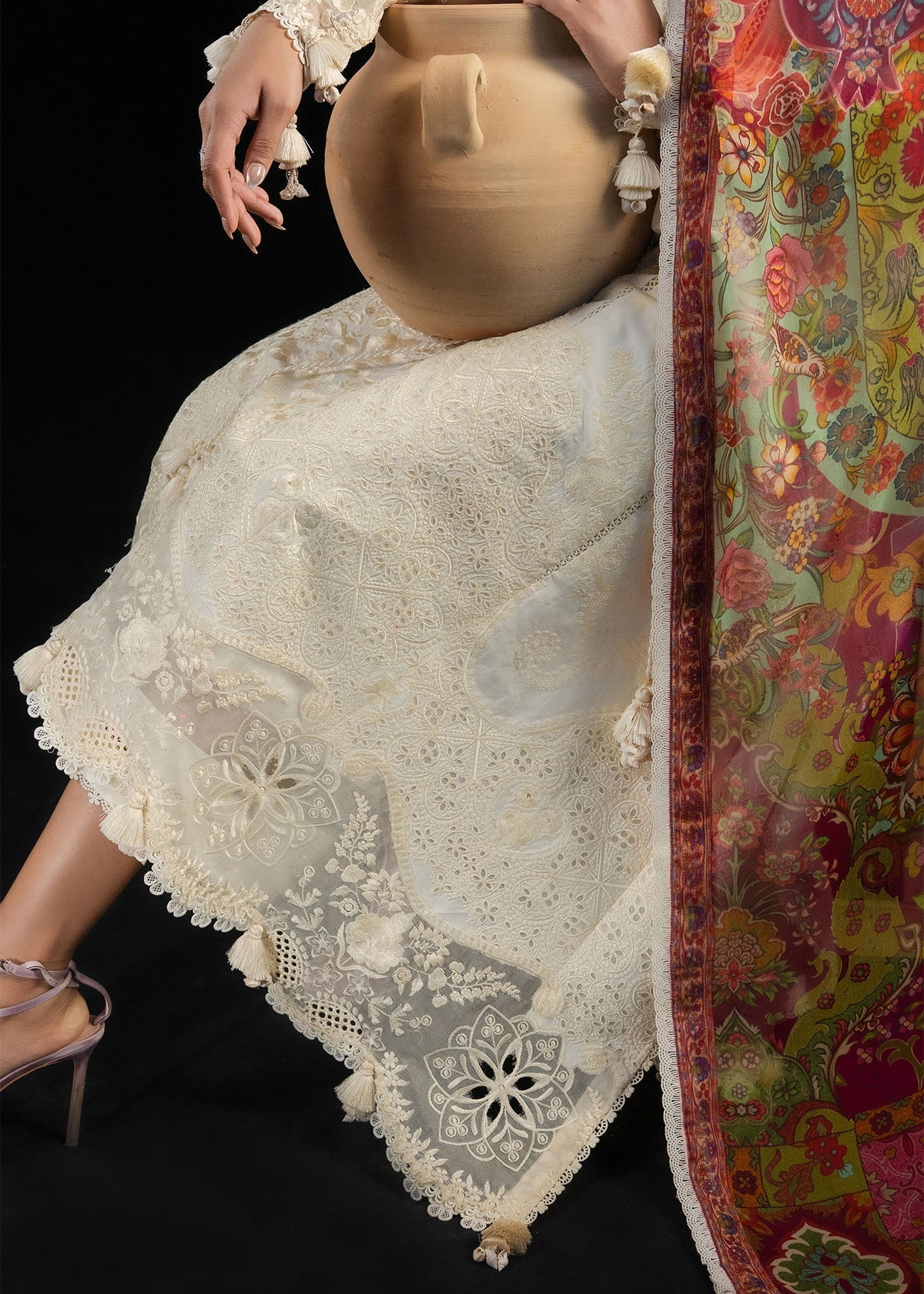 Hussain Rehar | Zan SS26 | Sefi-Brand:Hussain Rehar-Type:Ladies Clothes-Ivory-Lawn-House of Maryam- Buy in UK, USA