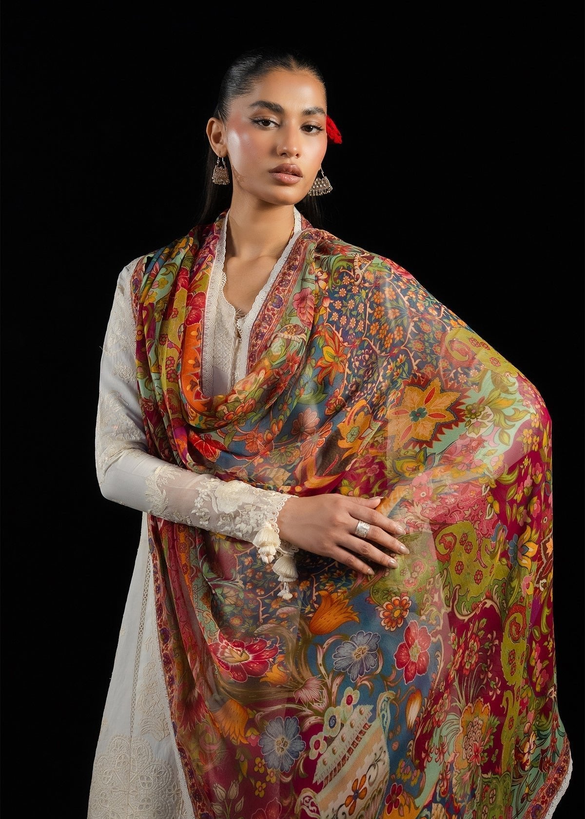 Hussain Rehar | Zan SS26 | Sefi-Brand:Hussain Rehar-Type:Ladies Clothes-Ivory-Lawn-House of Maryam- Buy in UK, USA